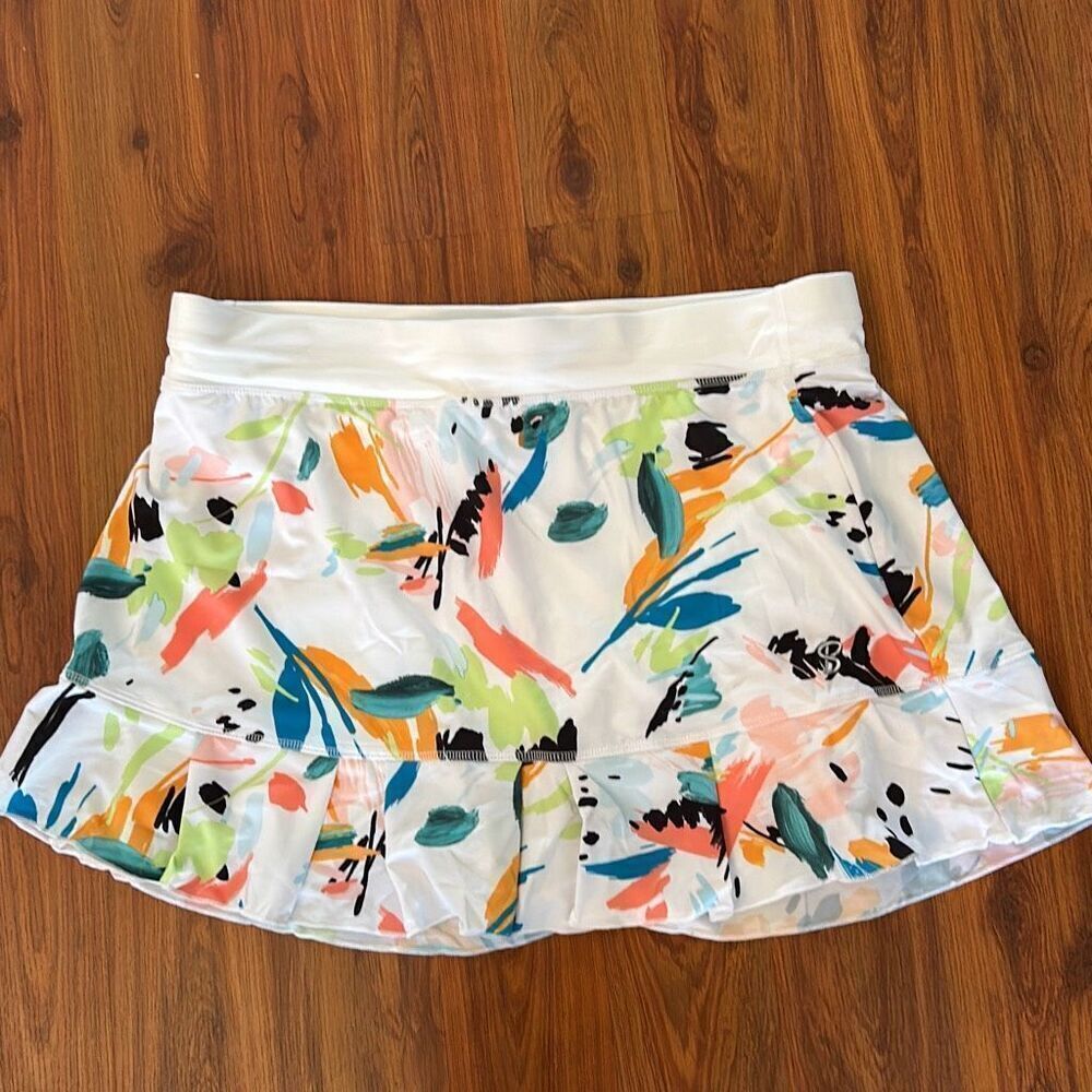 Sofibella white printed athletic skirt tennis skirt with shorts skirt size XL